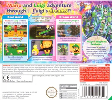 Mario & Luigi - Dream Team Bros. (Europe) (En,Fr,De,Es,It,Nl,Pt,Ru) (Rev 1) box cover back